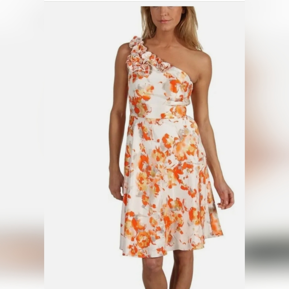 - Tahari Arthur Levine one shoulder lined Spring/Summer/Fall party dress